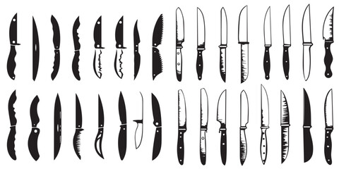 Set of silhouette Knives vector illustration