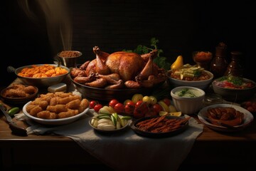 A delicious feast - Thanksgiving dinner with all the fixings