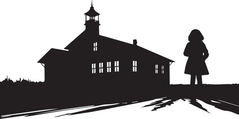 Student back school silhouette vector illustration