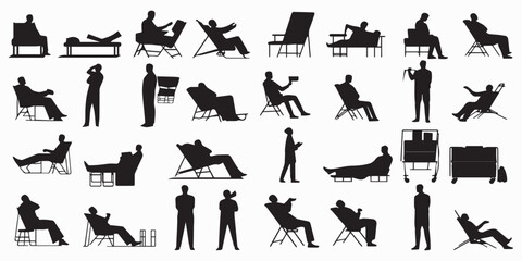 A group of relaxed people silhouette vector illustration