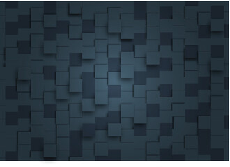 Polished, Semigloss Wall background with tiles. Triangular, tile Wallpaper with 3D, Black blocks. 