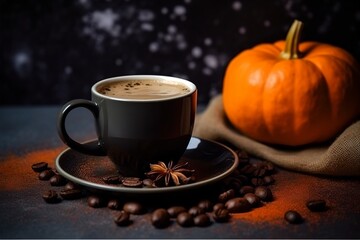 Pumpkin spice coffe cup, generative ai