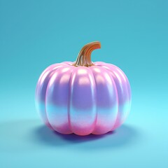 Pumpkin on neon background, generative ai concept of fashionable autumn holidays