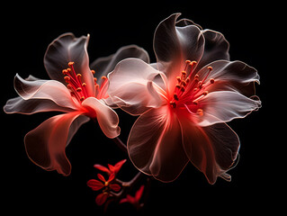 3D illustration of a fractal magnolia flower on a black background