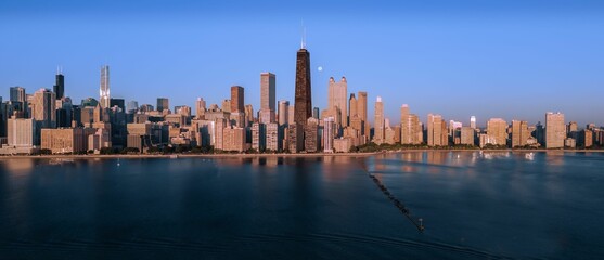 Aerial view of the iconic skyline of Chicago, Illinois