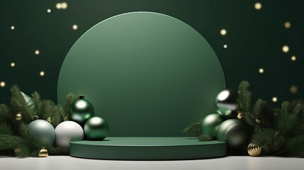 3d luxury podium christmas decoration and space for your luxury product. Christmas background concept. Generative AI.