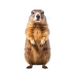 A cute groundhog standing upright in the wild. Isolated background. Transparent PNG. Generative AI