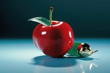 Fresh Red Apple with a Shiny Silver Ball Inside