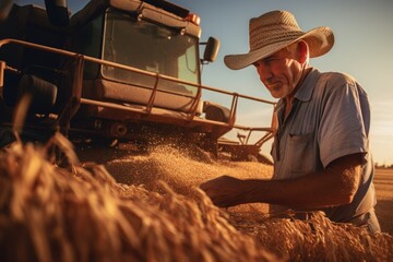 farmer during the harvest season,in candid Generative ai