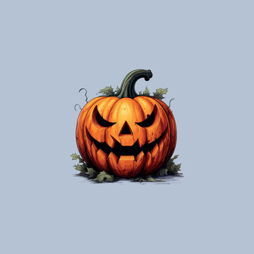 Halloween 3d vector illustration of a horror pumpkin head 31 october design