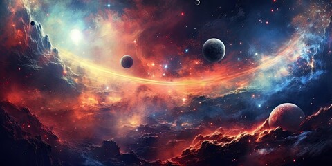 Sci-fi planet landscape. Generative AI