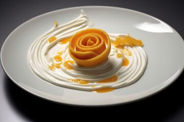Scooped Yogurt with Fruit on a Plate