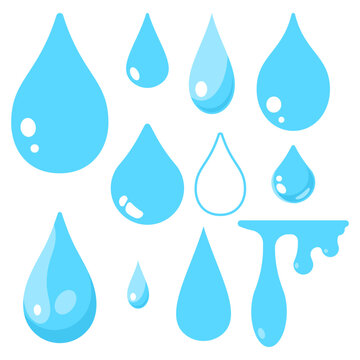 Water drops vector set isolated on a white background.