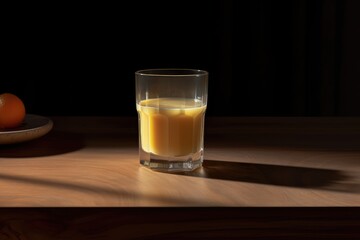 A Glass of Milk Sitting on a Wooden Table