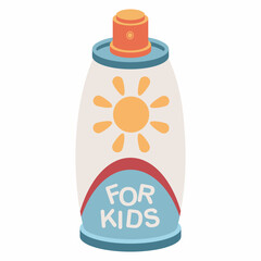 Sunscreen spray for kids vector cartoon illustration isolated on a white background.