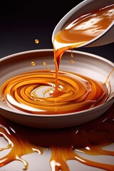 Slowly Pouring Syrup into a Bowl