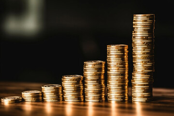 coins stacking from left to right in increasing number