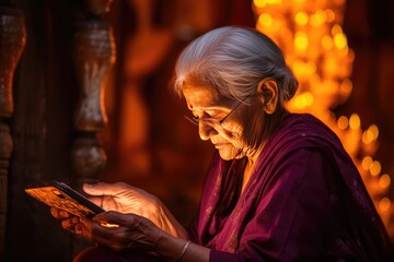 Fototapeta premium An Old Woman with Glasses and a Mischievous Smile Fictional Character Created By Generative AI.