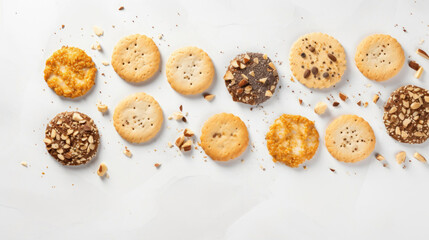 Scrumptious pack of highkey mini cookies , Background, Food Photography, Generative Ai