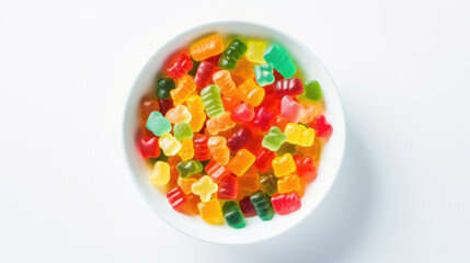 Bowl filled with colorful gummy bear , Background, Food Photography, Generative Ai
