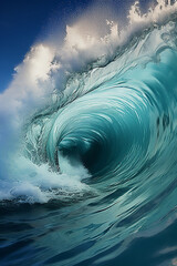 breathtaking close-up of sea waves in motion - generative AI