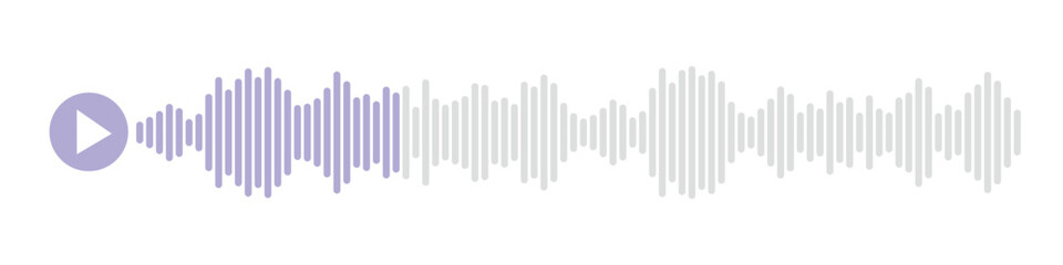 Audio Play Bar Icon. Music symbols with voice messages, radio sounds and wave forms. Sound effects in play form. Flat vector illustrations isolated on white background.