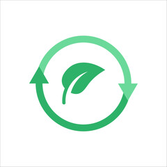 Green arrows recycle eco symbol vector illustration isolated on white background. Recycled sign. Cycle recycled icon on white background