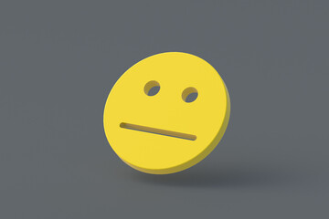 Falling neutral emotion face. Mood expression concept. Opinion and feedback. 3d render