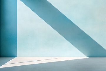 Light Blue Wall with shadow coming through Background Generative AI