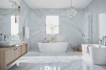 modern bathroom with bathtub and shower