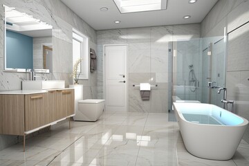 Fototapeta na wymiar modern bathroom with bathtub and shower