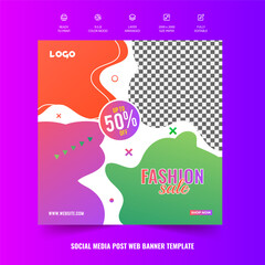 Modern fashion social media post template in trendy flat style. Vector illustration.