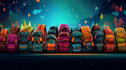 School bags empty space in the middle.