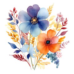 Fototapeta na wymiar A bright watercolor floral illustration generative AI