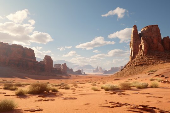 Photos of desert landscapes, Generative AI