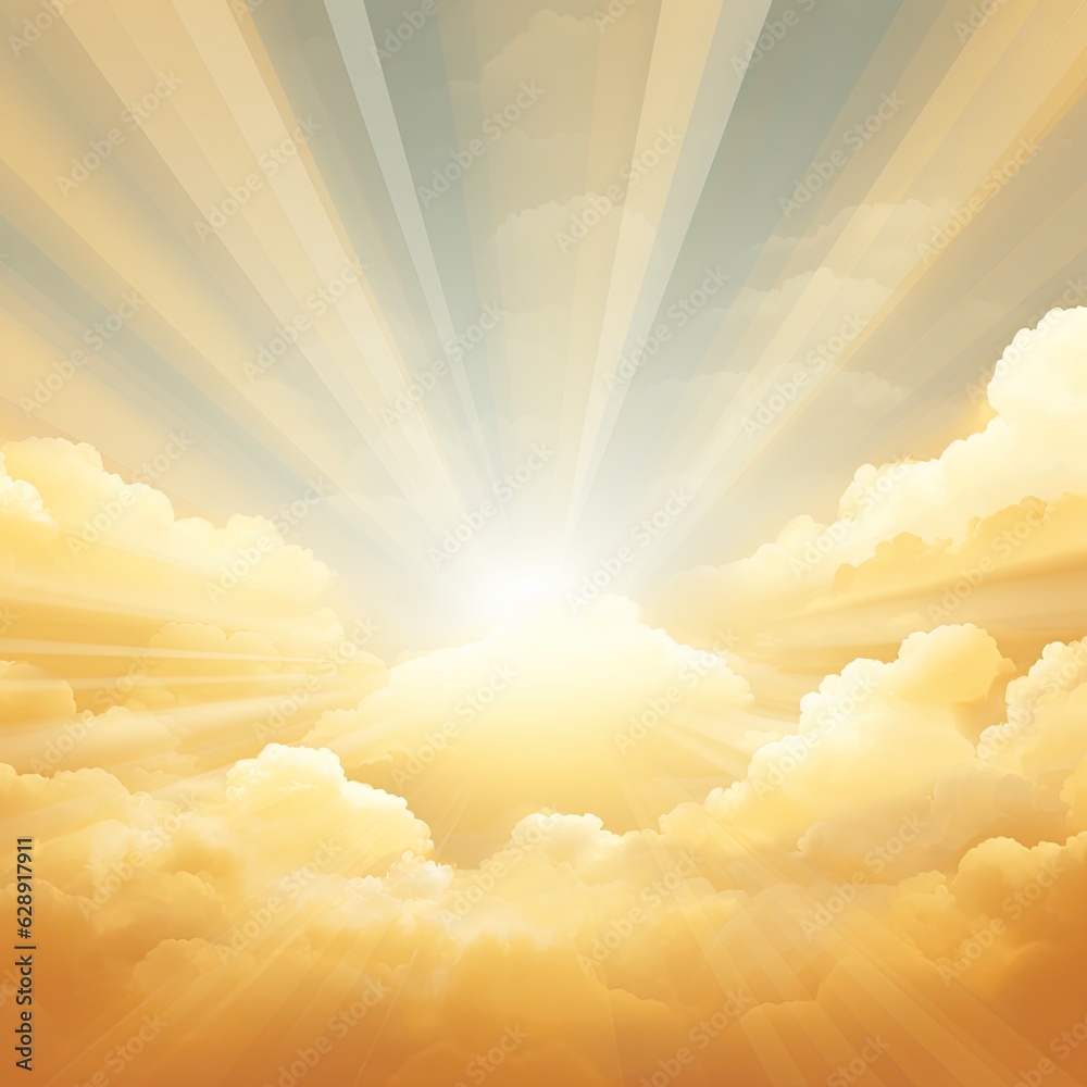 Wall mural a photo of sun beams shining through clouds generative ai