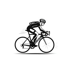A simple black and white line drawing of a bicyclist generative AI