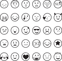 Emoji smile face cartoon set