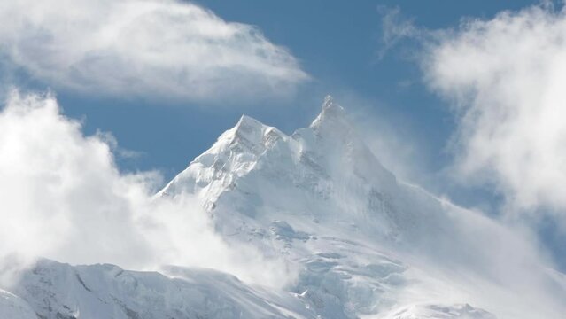Timelapse of Mount Manaslu in the Himalayas of Nepal