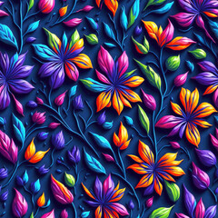 Fototapeta na wymiar Flowers seamless pattern background, vintage style illustration.