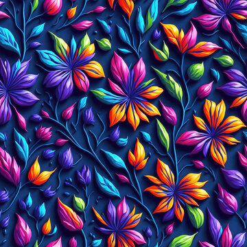 Flowers seamless pattern background, vintage style illustration.