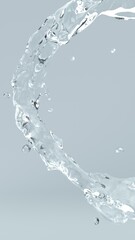 Real transparent water vertical banner. Pure Cosmetics Product. Pure transparent water. 3d rendering