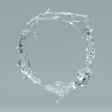 Real transparent water circle ring. Pure Cosmetics Product. Pure transparent water.