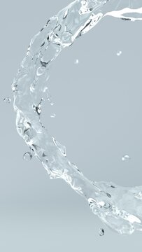 Real transparent water vertical banner. Pure Cosmetics Product. Pure transparent water. 3d rendering