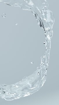 Real transparent water vertical banner. Pure Cosmetics Product. Pure transparent water. 3d rendering