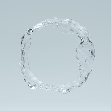 Real transparent water circle ring. Pure Cosmetics Product. Pure transparent water.