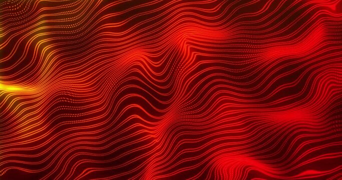 Looped animation. Abstract colorful wavy background in bright neon orange and red colors.