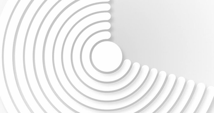 circles and rotating parts. Abstract rotating white circles and semi circles. slowly rotating neumorphism circle shapes.