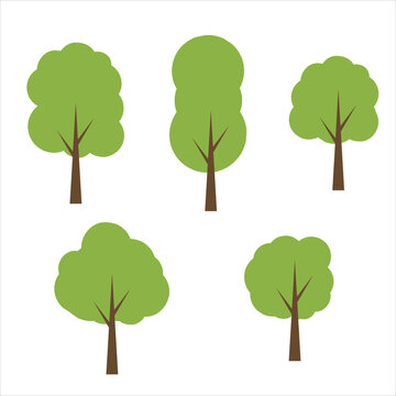 Vector set of green trees