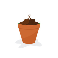 plant seeds in pots. illustration of early planting. vector illustration